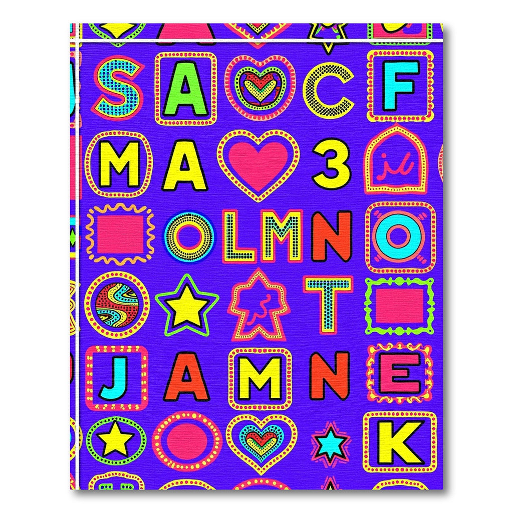 Vibrant Alphabet Hearts Stars Frames Rug