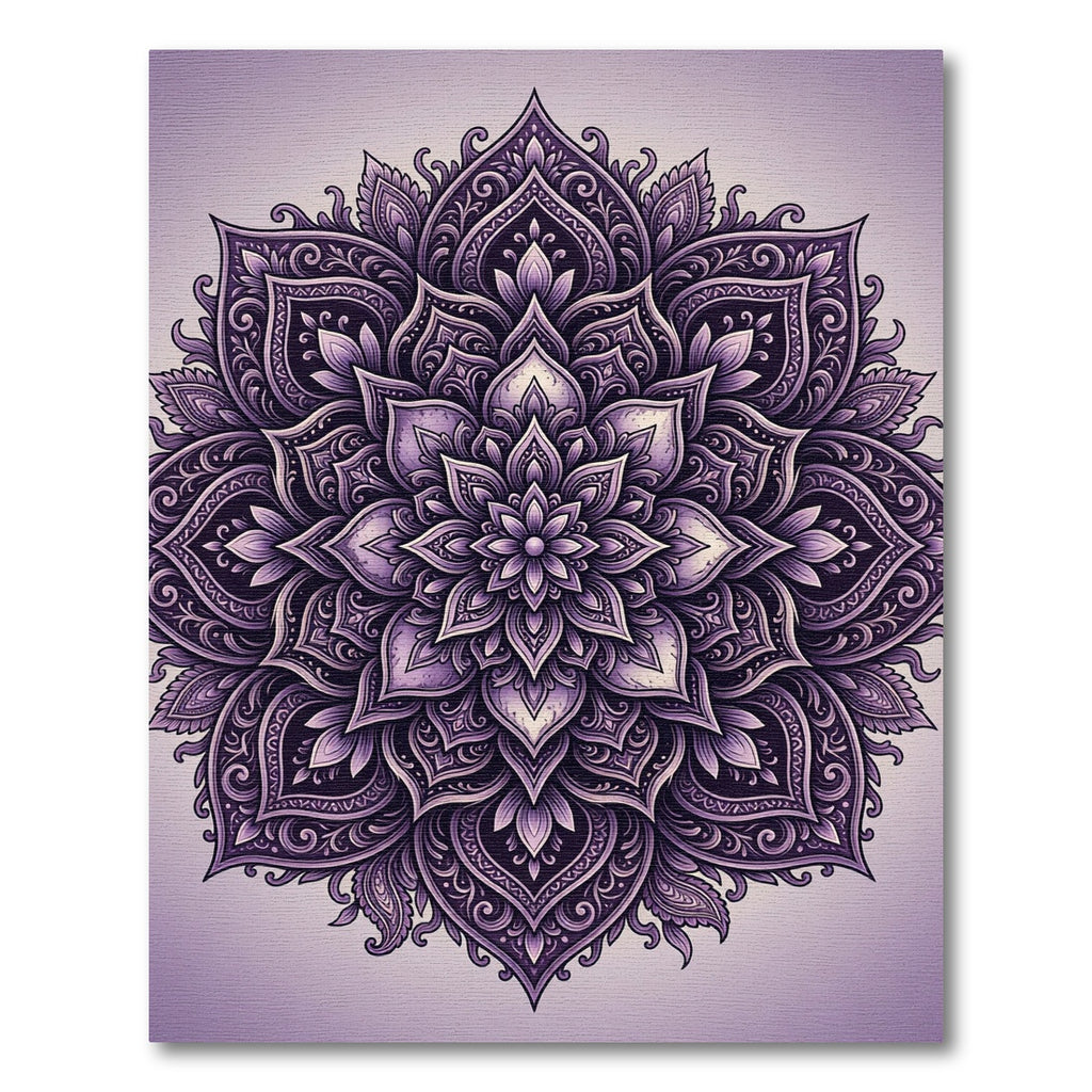 Intricate Violet Ornate Floral Mandala Rug