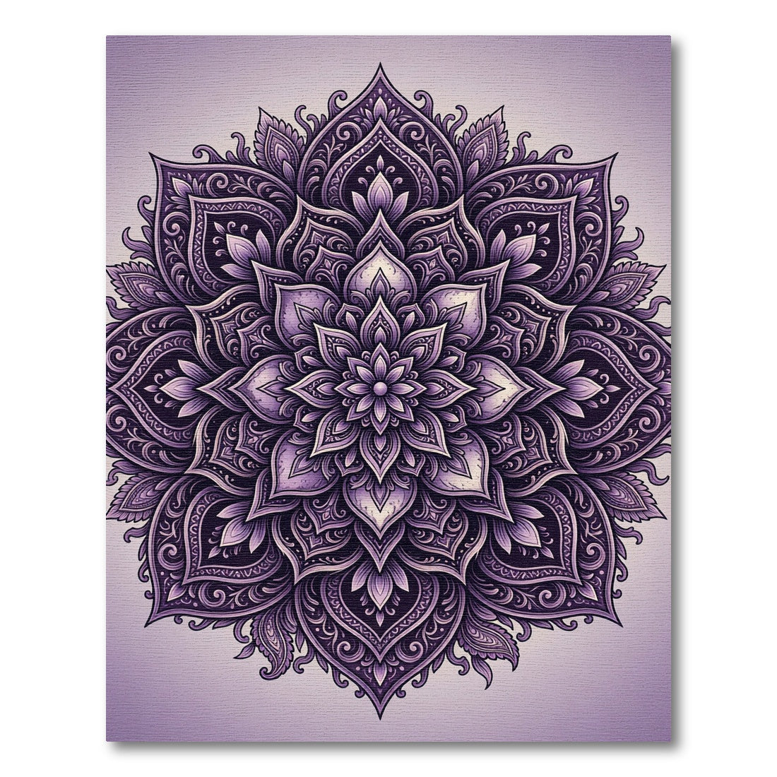 Intricate Violet Ornate Floral Mandala Rug