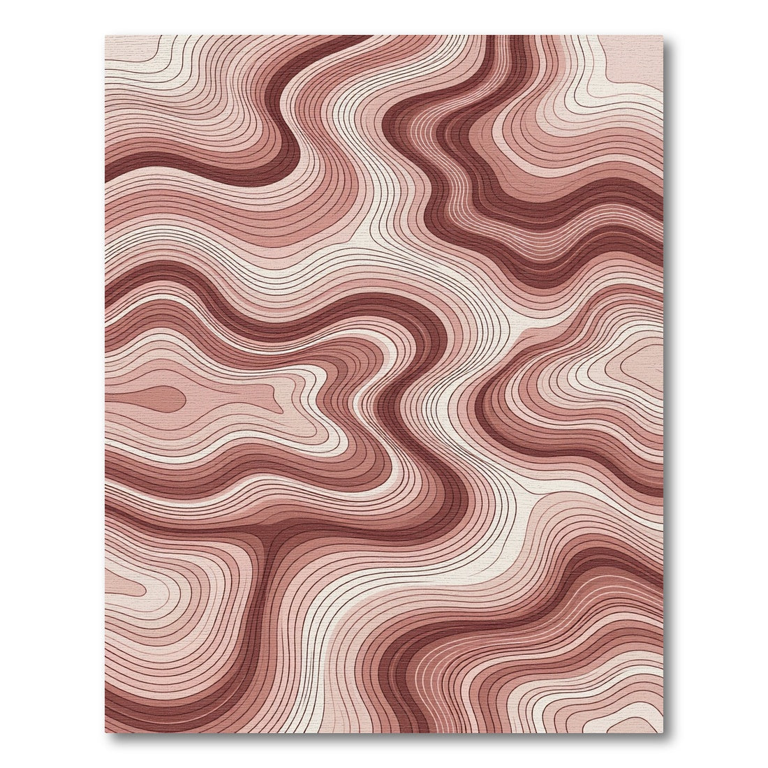 Earthy Terracotta Contour Lines Rug