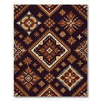 Earthy Amber Geometric Tribal Diamond Rug
