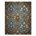 Damask Gold and Slate Scrollwork Rug