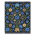 Midnight Blue Botanical Cornflower Medallion Rug