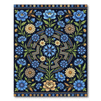 Midnight Blue Botanical Cornflower Medallion Rug