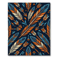 Arrow Feather Geometric Navy Orange Rug