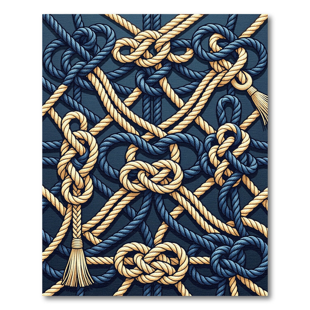 Navy Gold Nautical Knot Rug