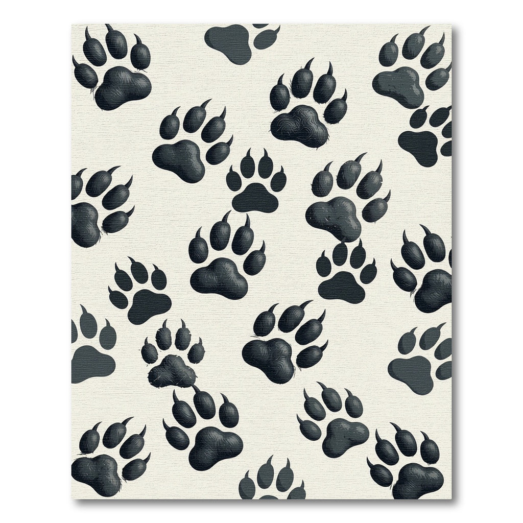 Monochrome Grizzly Bear Paw Track Rug