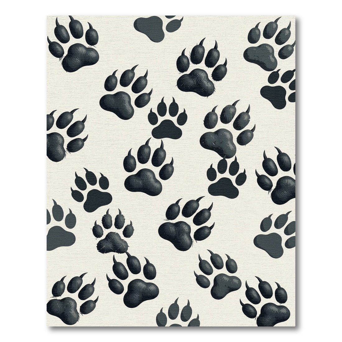 Monochrome Grizzly Bear Paw Track Rug