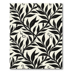 Black Leaf Vine Scroll Cream Rug