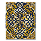 Golden Intertwined Navy Geometric Arabesque Rug