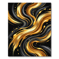 Liquid Gold and Charcoal Abstract Swirl Rug