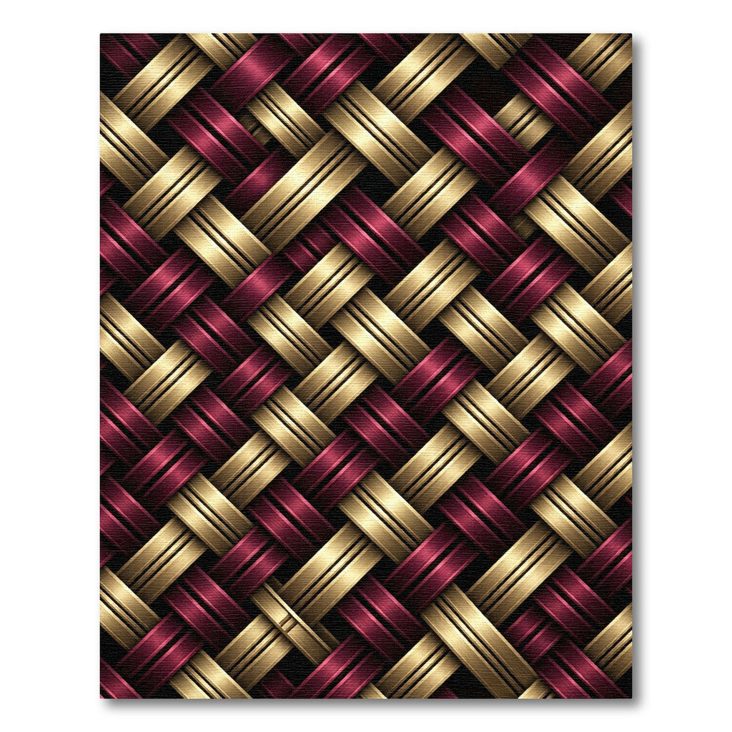 Regal Crimson Gold Woven Texture Rug