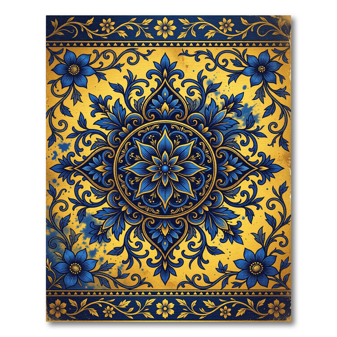 Azure Saffron Elaborate Central Bloom Rug