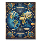 Celestial Globe Vintage Navigation Blue Gold Rug