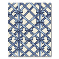 Blue Lattice Ribbon Bow Grid Rug