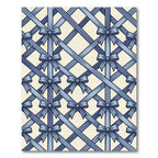 Blue Lattice Ribbon Bow Grid Rug