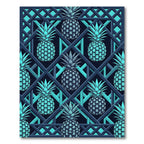 Geometric Teal Pineapple Lattice Decor Rug