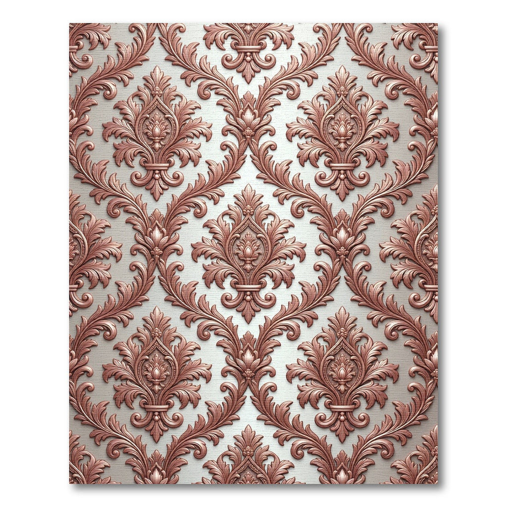 Rose Gold Damask Intricate Floral Medallion Rug