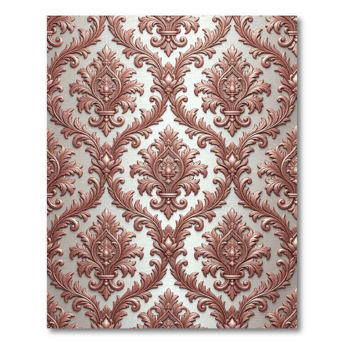 Rose Gold Damask Intricate Floral Medallion Rug
