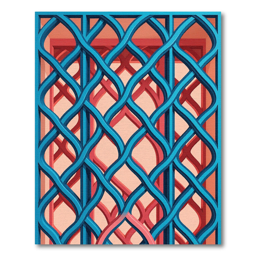 Geometric Azure Woven Lattice Backdrop Rug