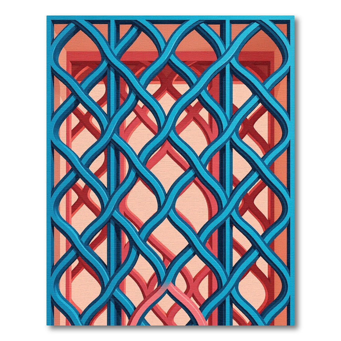 Geometric Azure Woven Lattice Backdrop Rug