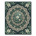 Elegant Sage Floral Lace Medallion Rug