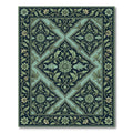 Jade Teal Floral Fish Medallion Rug