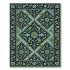 Jade Teal Floral Fish Medallion Rug