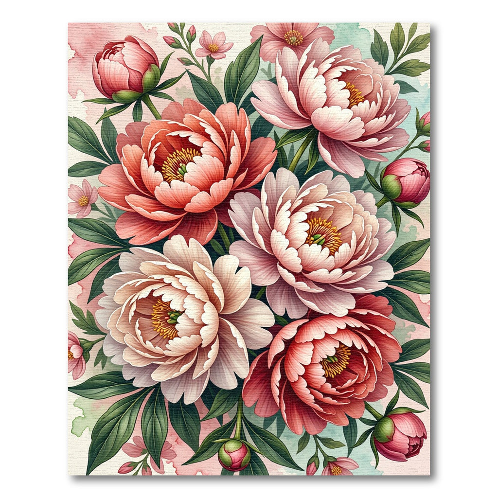 Romantic Blush Peony Flower Bouquet Rug