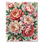 Romantic Blush Peony Flower Bouquet Rug