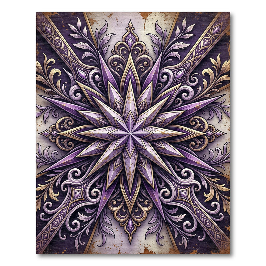 Amethyst Starry Ornamental Floral Medallion Rug