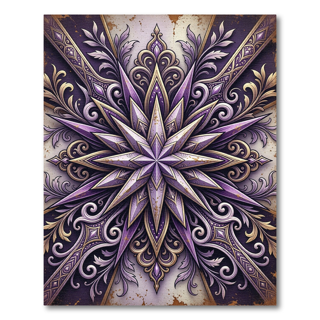 Amethyst Starry Ornamental Floral Medallion Rug