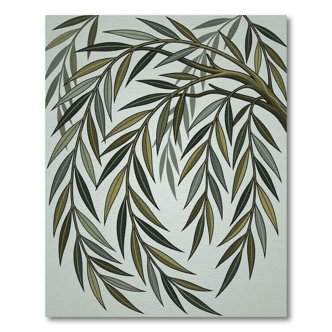 Elegant Sage Green Willow Branch Rug