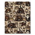 Tabby Cats and Lanterns Barnyard Scene Rug