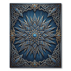 Intricate Midnight Navy Celestial Star Medallion Rug