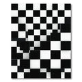 Modern Three Dimensional Black White Checkered Rug