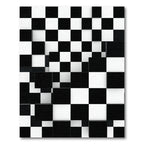 Modern Three Dimensional Black White Checkered Rug