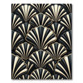Elegant Black Ivory Fan Accordion Rug