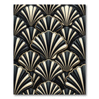 Elegant Black Ivory Fan Accordion Rug