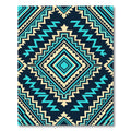 Teal and Cream Geometric Aztec Diamond Rug