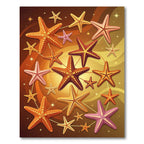 Vibrant Golden Abstract Starfish Collage Rug