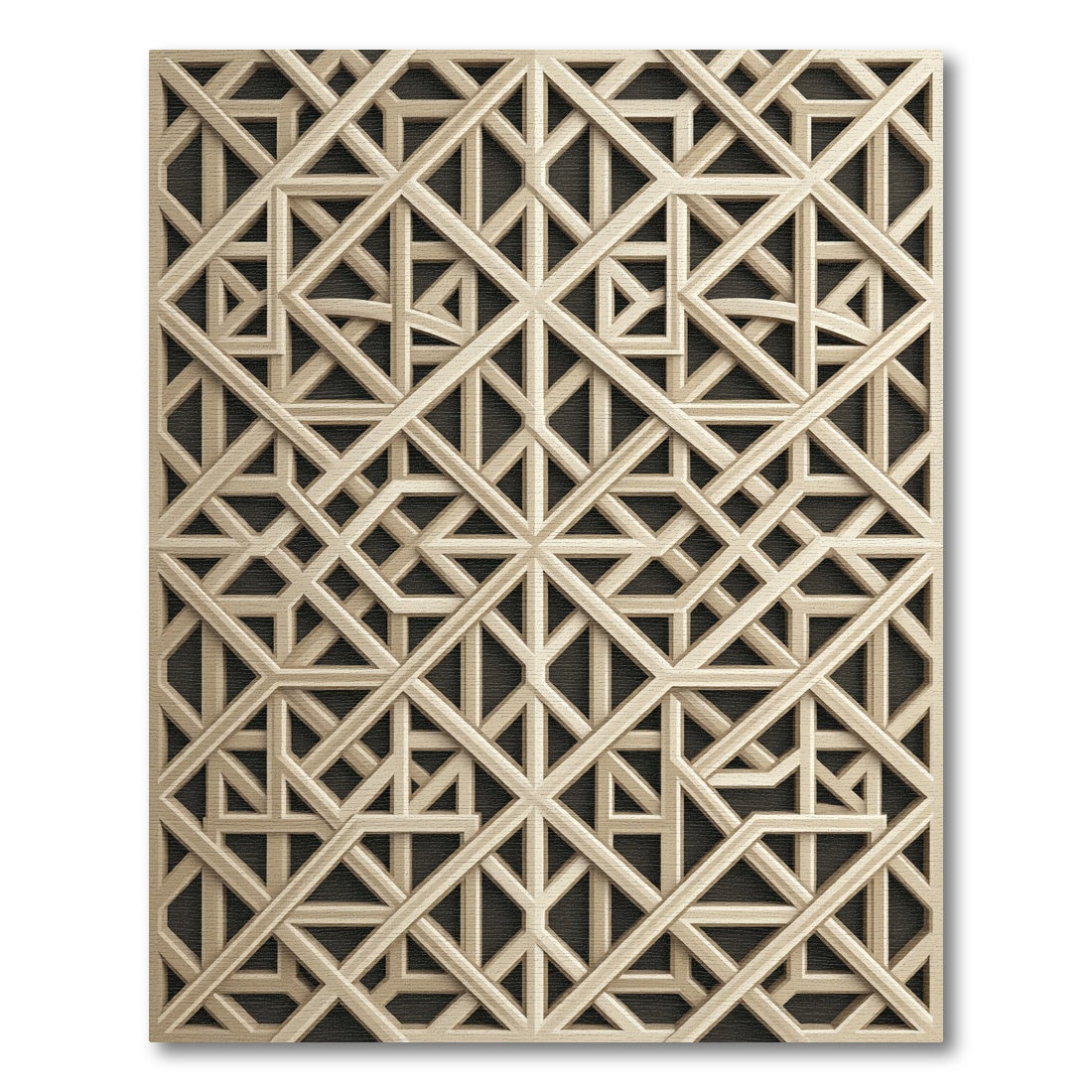 Sophisticated Beige Geometric Interlocking Lattice Rug