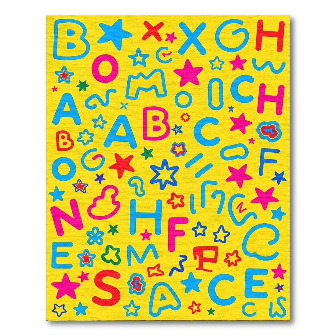 Alphabet Stars Yellow Playful Composition Rug