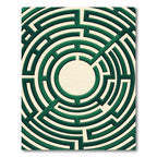 Contemporary Emerald Green Circular Labyrinth Rug