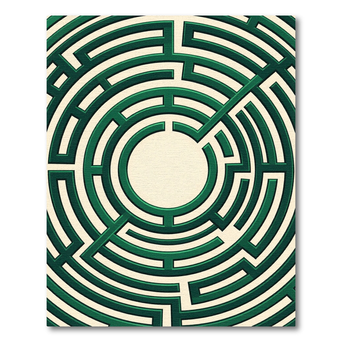 Contemporary Emerald Green Circular Labyrinth Rug