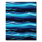Abstract Navy and Cyan Oceanic Waves Rug