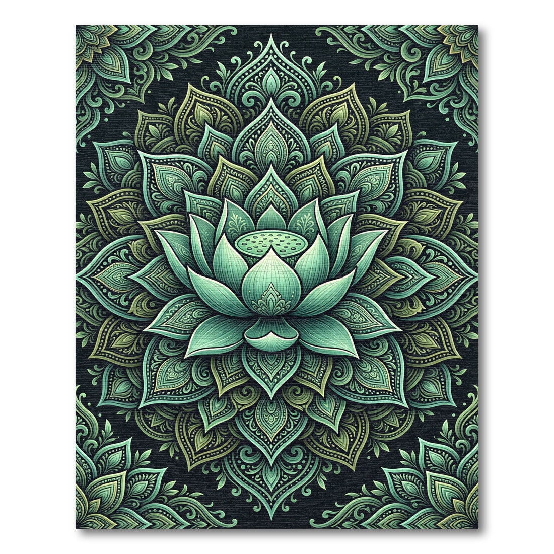 Aqua Green Lotus Mandala Rug