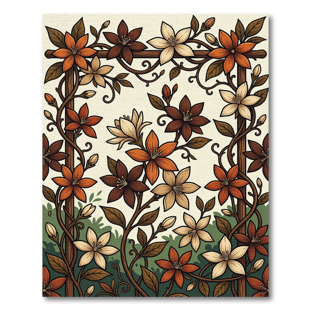 Autumnal Floral Vine Garland Rug