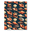 Orange Seashell Viking Helmet Marine Art Rug