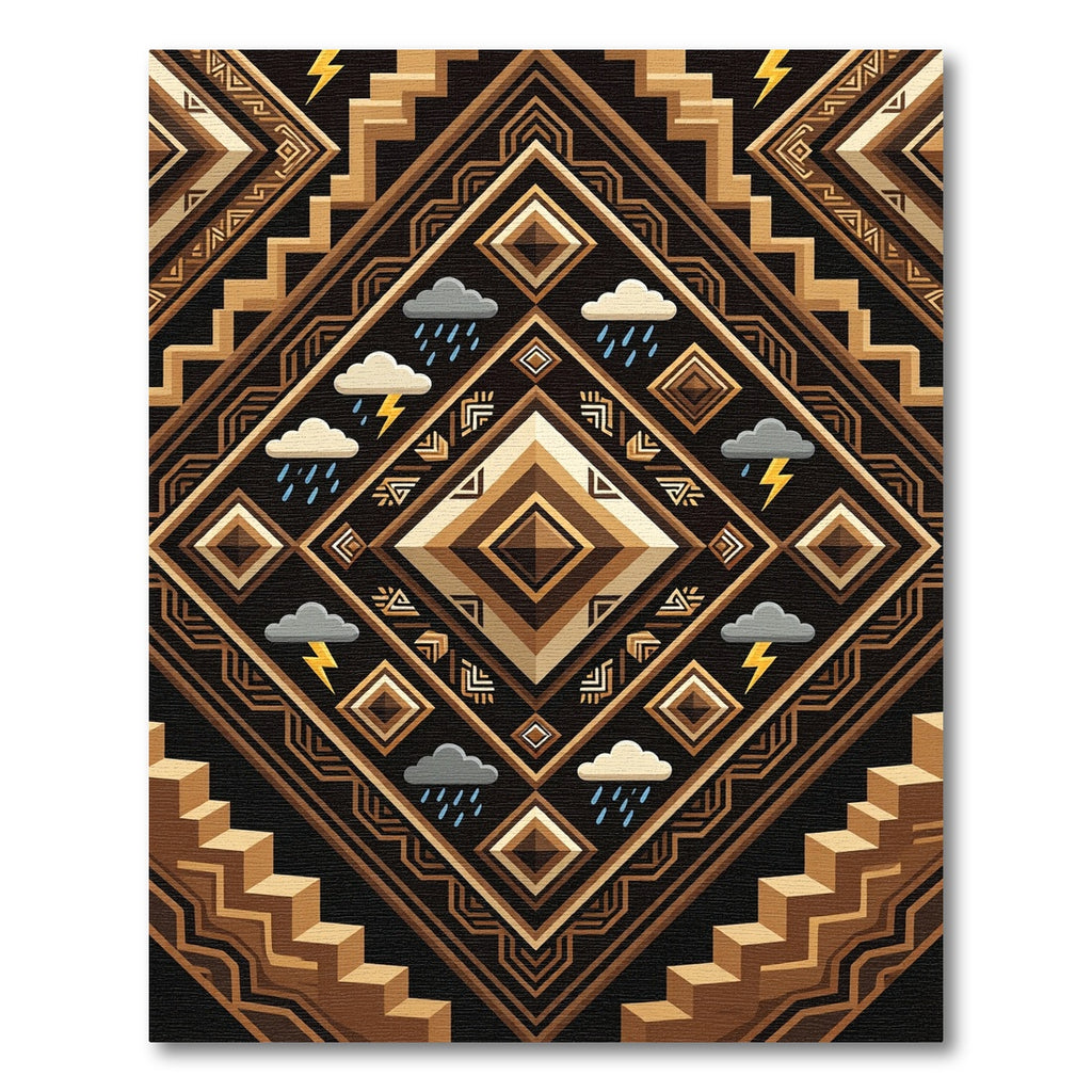 Geometric Earth Tone Lightning Rain Art Rug